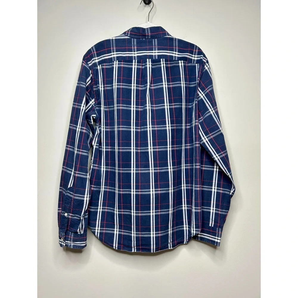 J. Crew Plaid Sunwashed Oxford Button Down Shirt Size M